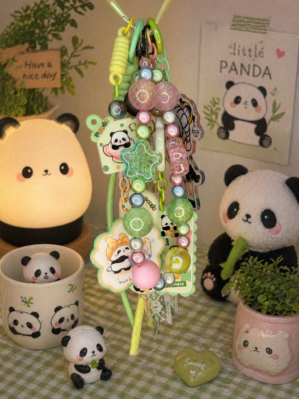 Panda matcha bag charm