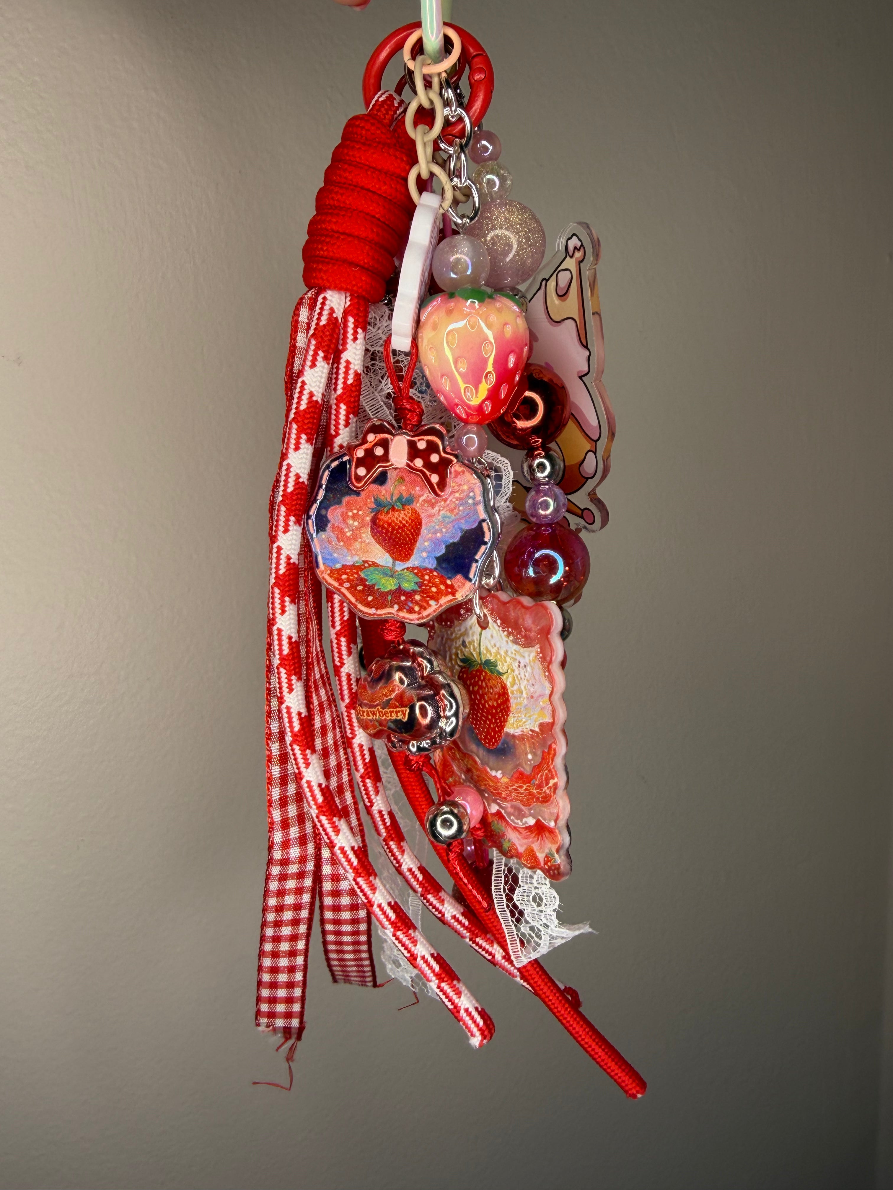 Kuromi strawberry bag charm